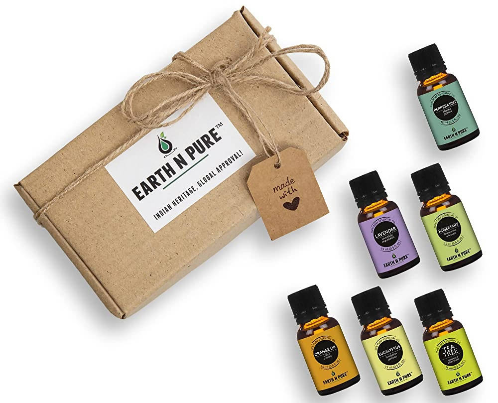 Earth N Pure Essential Oils (Peppermint, Sweet Orange, Eucalyptus, Tea tree, Lavender & Rosemary)