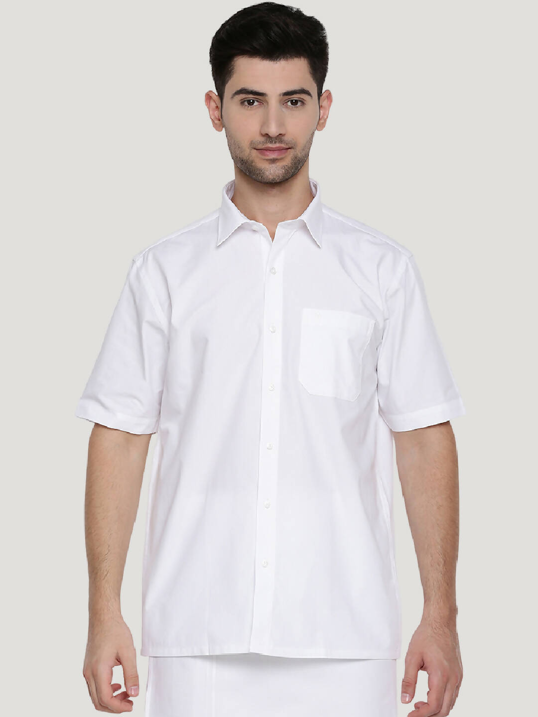 Ramraj Cotton Mens Half Sleeve Formal Poly Cotton White Shirt - Distacart