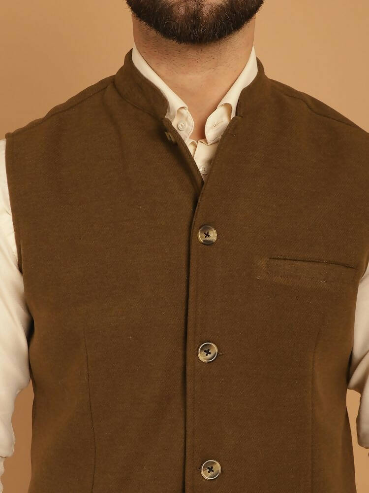 Even Apparels Pure Wool Nehru Jacket - Green - Distacart