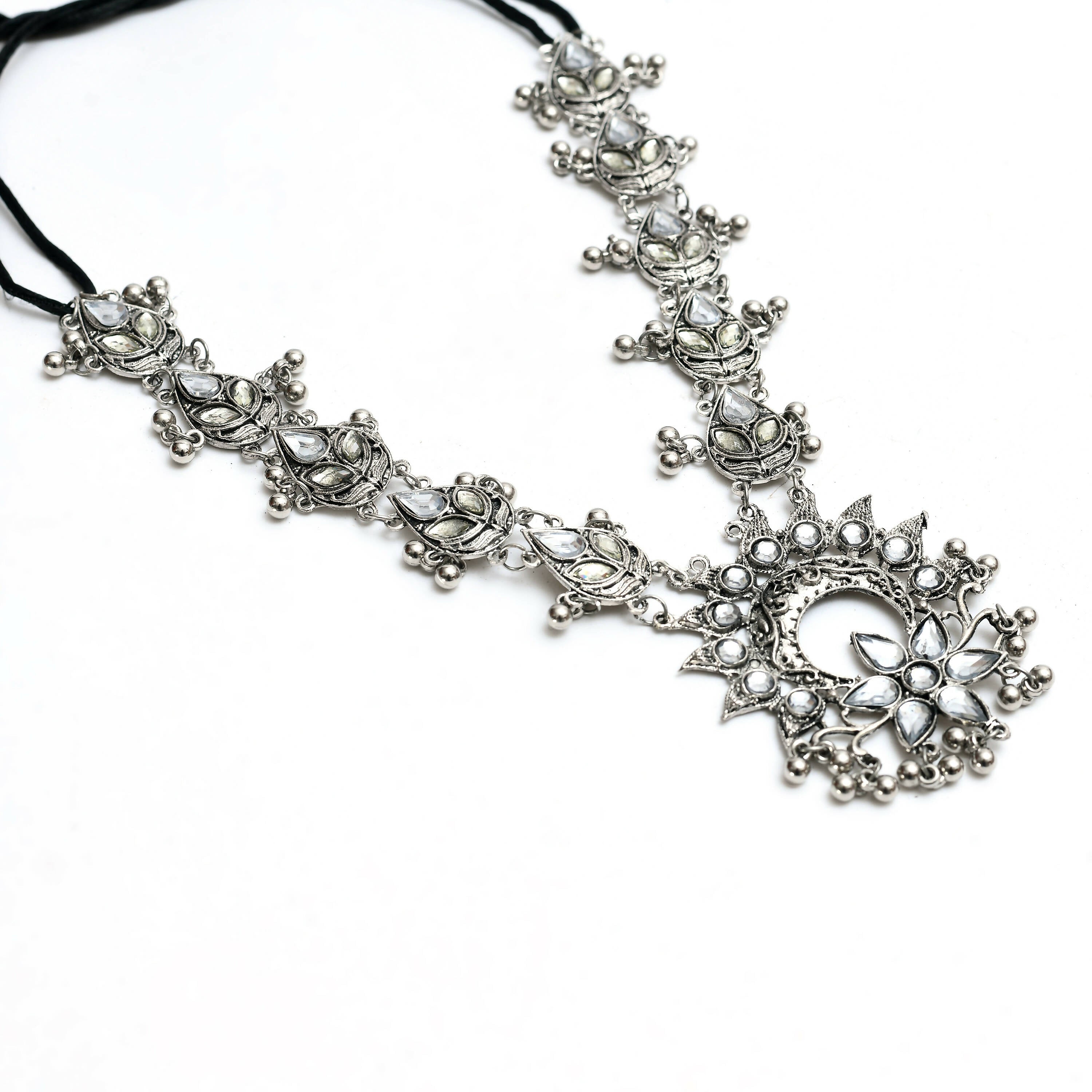 Mominos Fashion Johar Kamal Women Silver-Plated Brass Finish Rani Haar Statement Necklace - Distacart