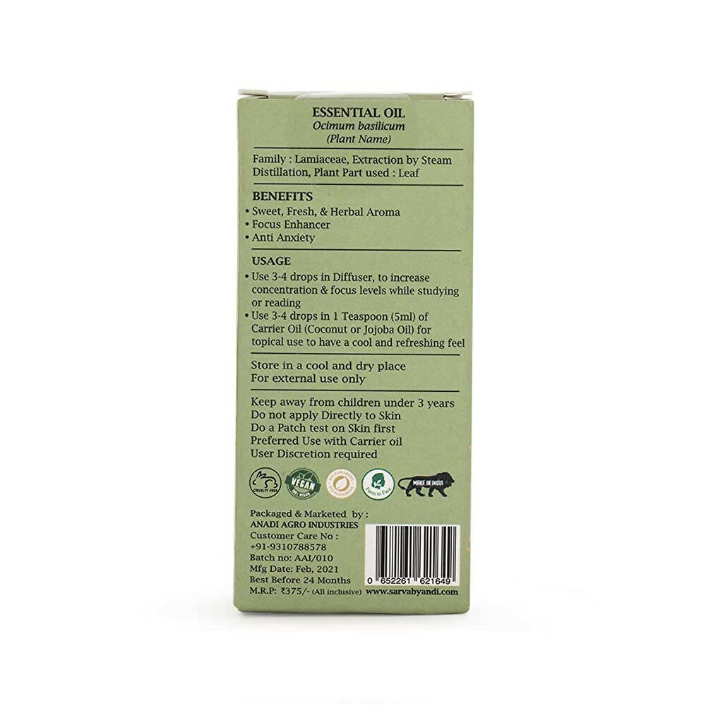 Sarva by Anadi Basil Essential Oil - Distacart