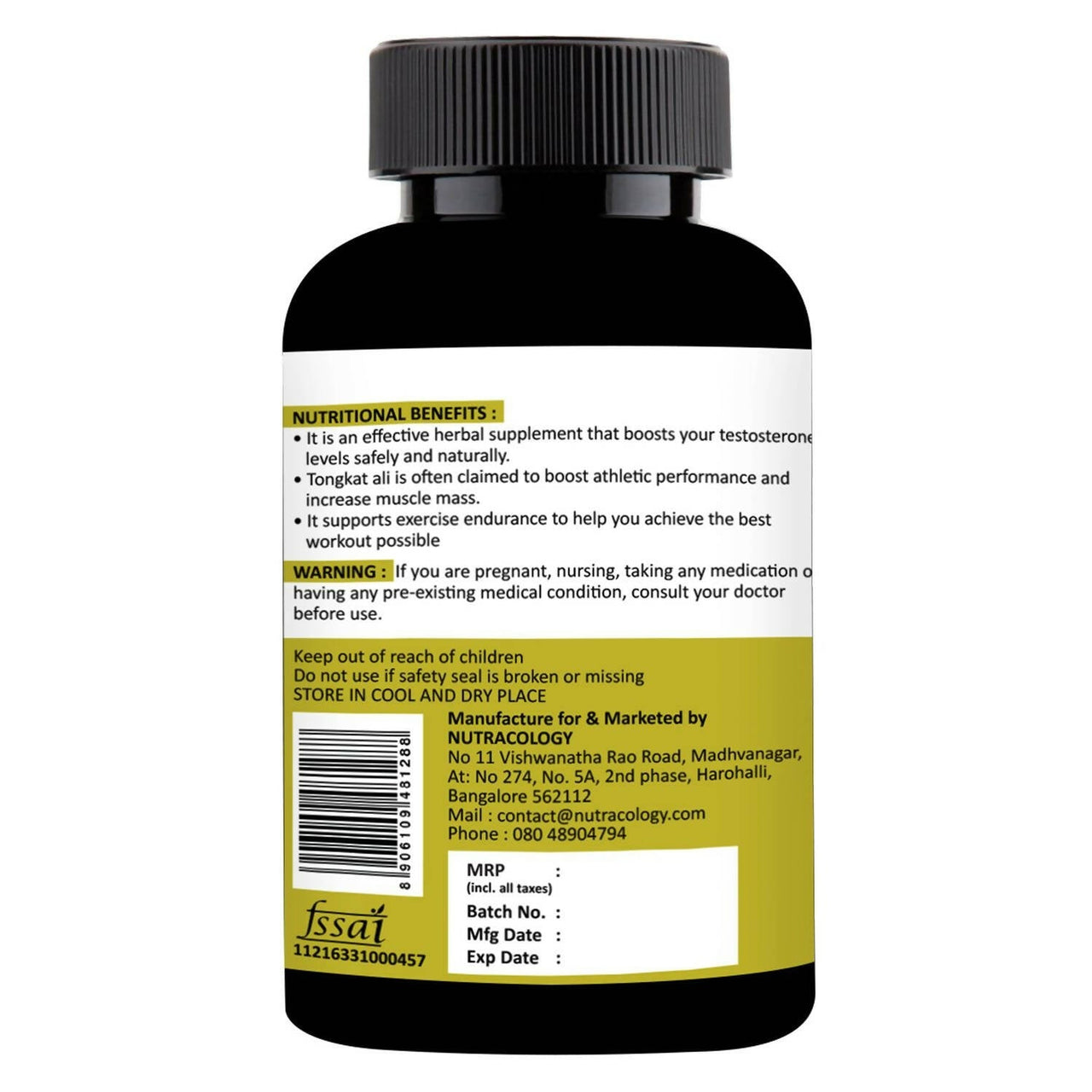 Nutracology Tongkat Ali Testosterone Booster For Stamina Energy and Endurance Tablets - Distacart