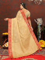 Thumbnail for Lorenvalley Fashion Cream Cotton Woven Design with Zari Weaving Design Saree - Distacart