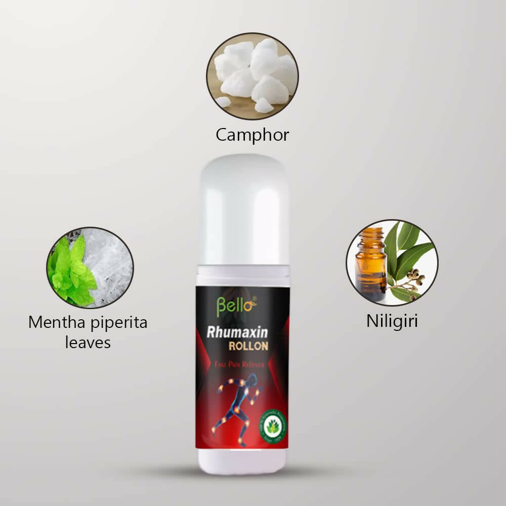 Bello Herbals Rhumaxin Rollon for Fast Herbal Pain Relief Liniment - Distacart
