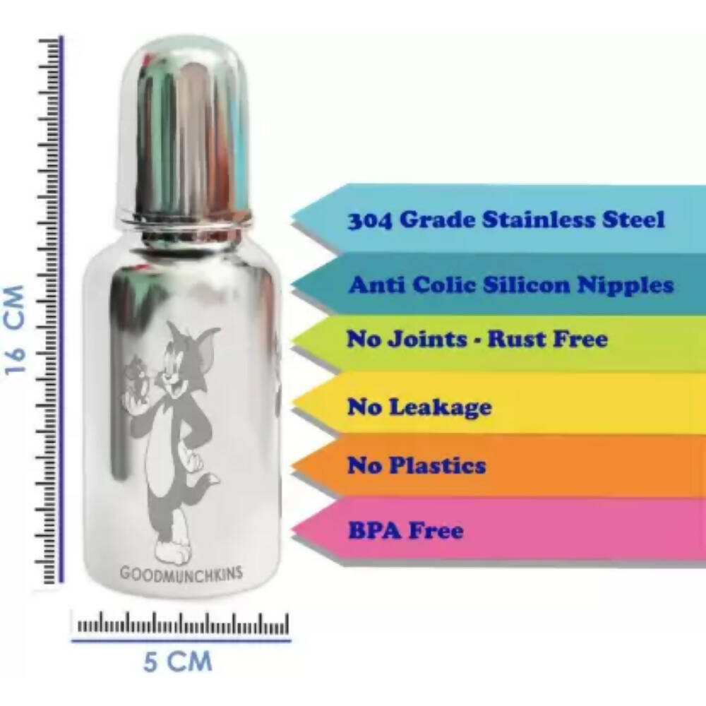 Goodmunchkins Stainless Steel Feeding Bottle 304 Grade Steel, Jointless, BPA Free, Rustfree Bottle 150 ml - Distacart