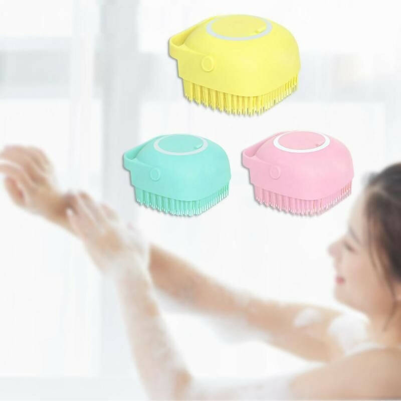 Favon Silicon Soft Cleaning Body Bath Brush with Shampoo Dispenser Scrubber for Cleansing and Dead Skin Removal - Distacart