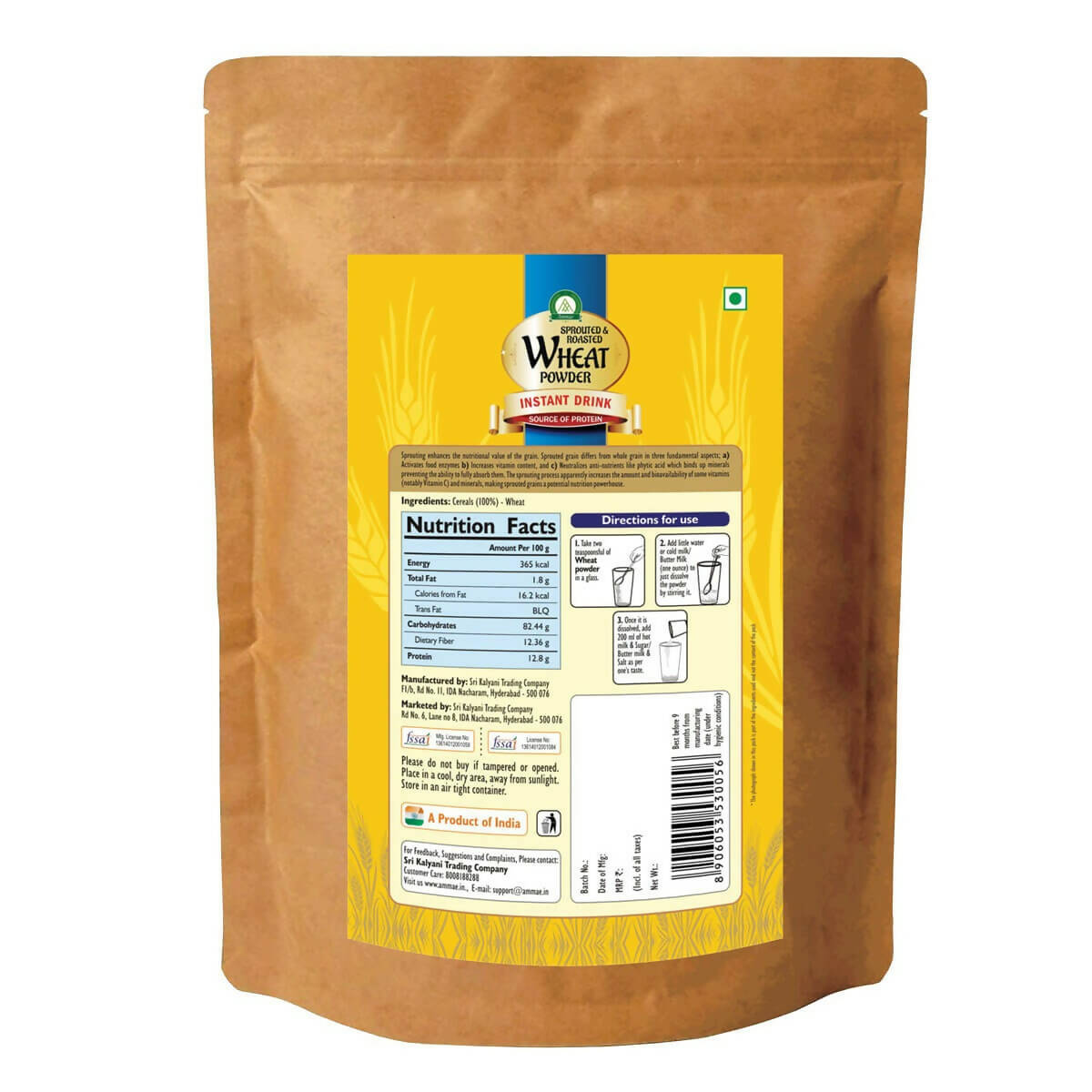 Ammae Sprouted and Roasted Wheat Powder Instant Mix - Distacart