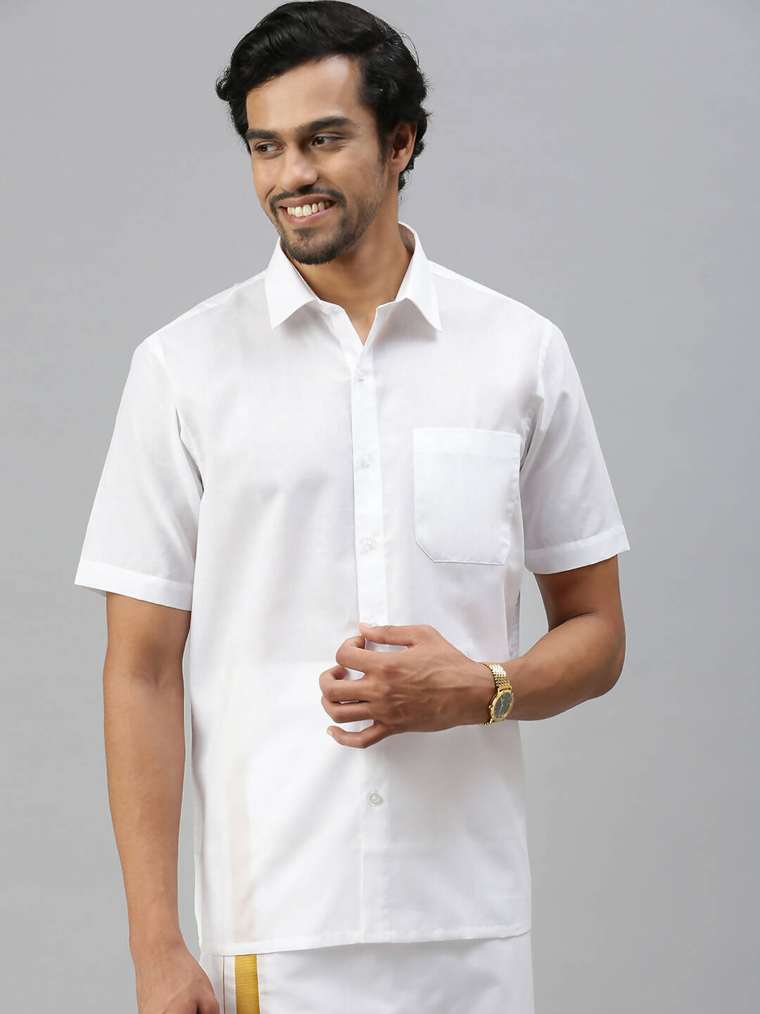 Ramraj Cotton Mens Half Sleeve Formal White Shirt - Distacart