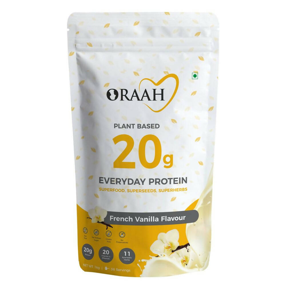 Oraah Plant Based Protein Powder Vanilla Flavor With Shaker - Distacart