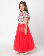 Thumbnail for Lil Drama Girls Choli With Ghaghra Set - Red - Distacart