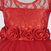 Thumbnail for Asmaani Baby Girl's Red Color Satin A-Line Frock (As-Dress_22131) - Distacart