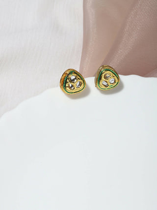 Gold-Toned Silver-Toned Contemporary Studs Earrings - Ruby Raang - Distacart