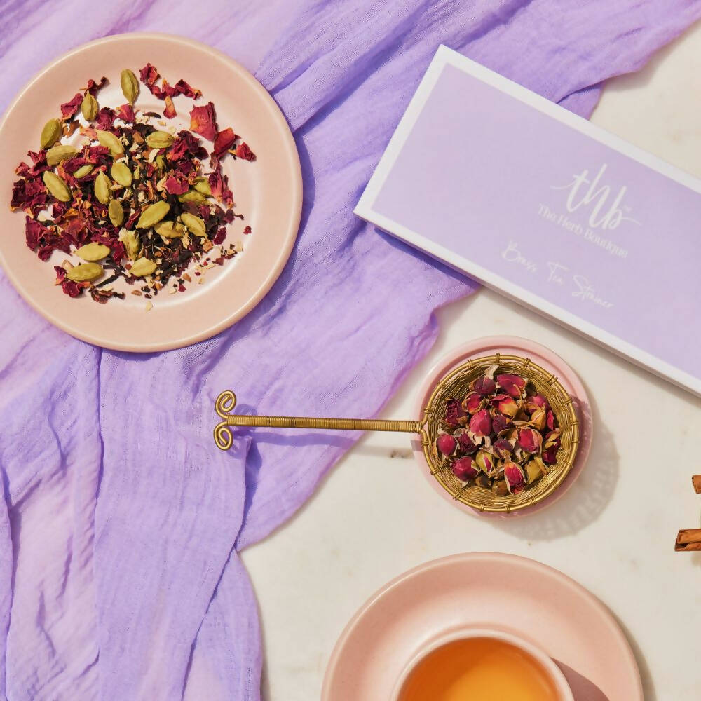 The Herb Boutique Fleur Brass Tea Strainer - Distacart