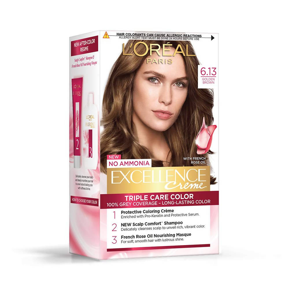 L'Oreal Paris Excellence Creme Hair Color - 6.13 Golden Brown - Distacart