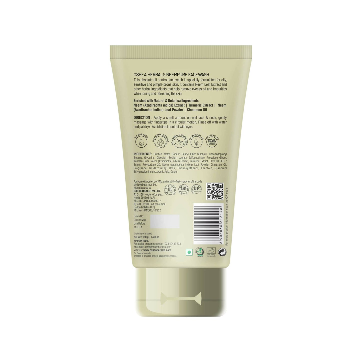 Oshea Herbals Neempure Anti Acne & Pimple Face Wash - Distacart