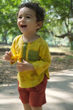 Thumbnail for Mhyssa Ricco Full Sleeve Yellow T-shirt with Red Short Set For Kids - Distacart