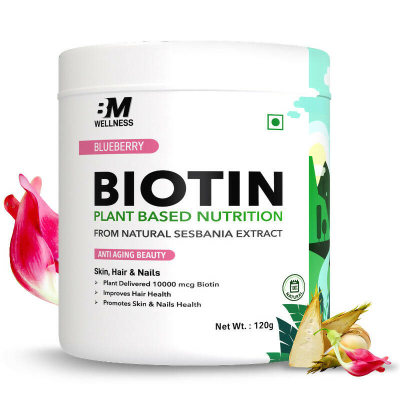 BM Wellness Plant Based Biotin 10000+ Mcg - Blueberry - Distacart