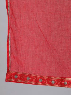 Anubhutee Red Ethnic Motifs Printed Empire Pure Cotton Kurta with Trousers & With Dupatta - Distacart