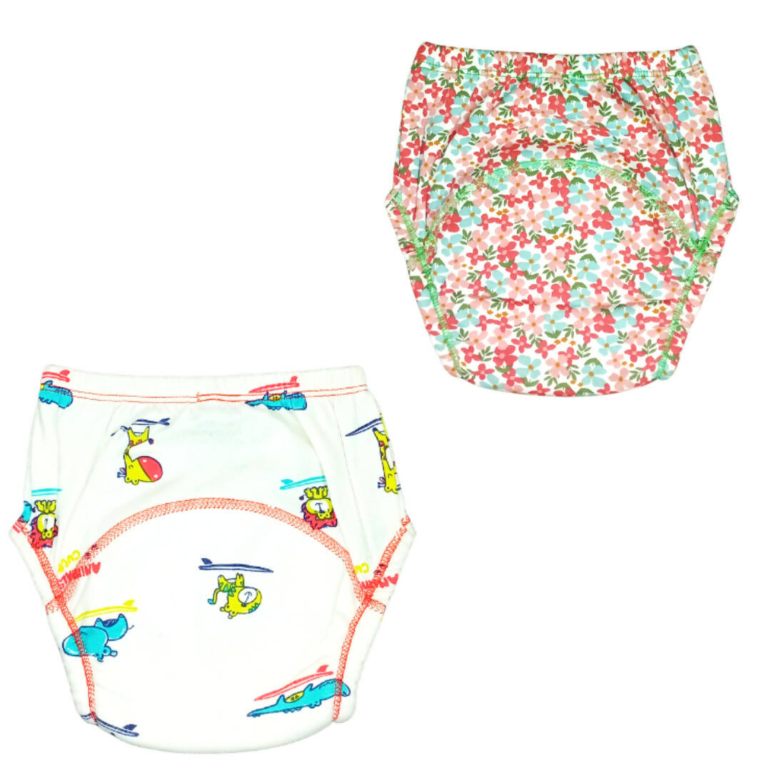 Kindermum Cotton Padded Pull Up Training Pants/ Padded Underwear For Kids-Autumn Animals Set of 2 pcs - Distacart