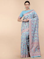Thumbnail for Blue Silk Blend Woven Design Saree With Unstitched Blouse Piece - Aloki - Distacart