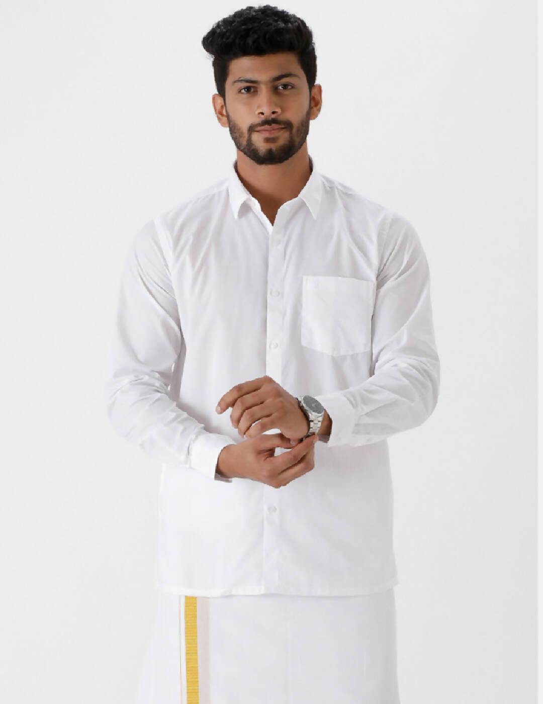 Ramraj Cotton Mens Full Sleeve White Shirt Plus Size - Luxury Cotton - Distacart