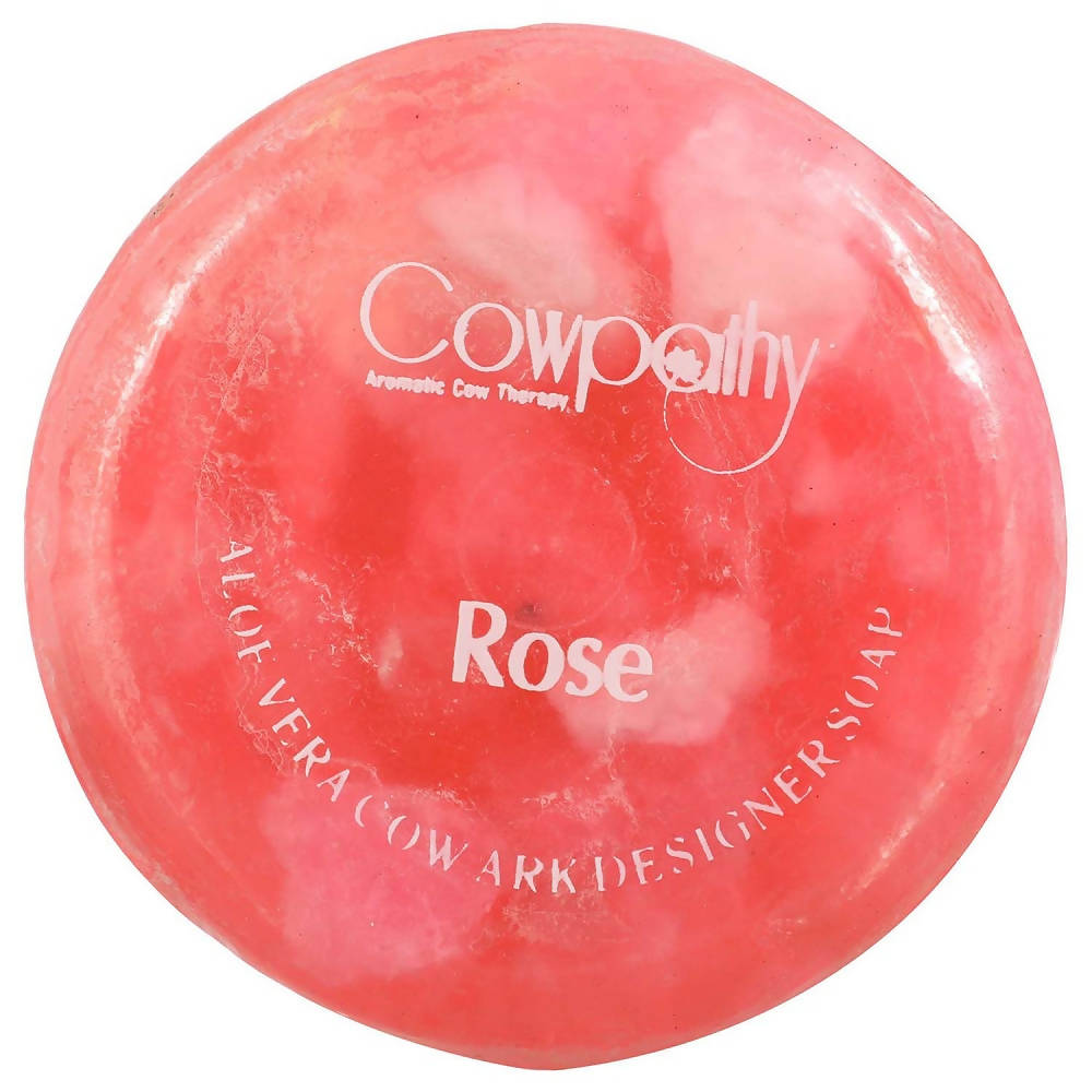 Cowpathy Rose Aloe Vera Cow Ark Designer Soap (100 Gm) - Distacart