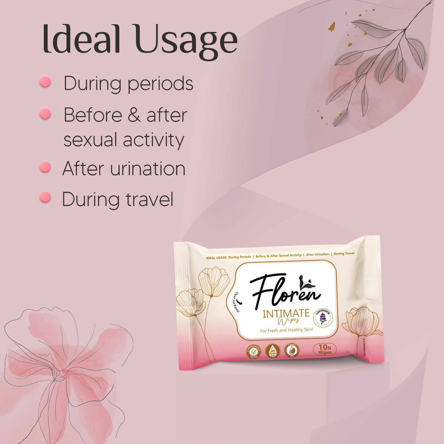 Floren Lavender Intimate Wipes - Distacart