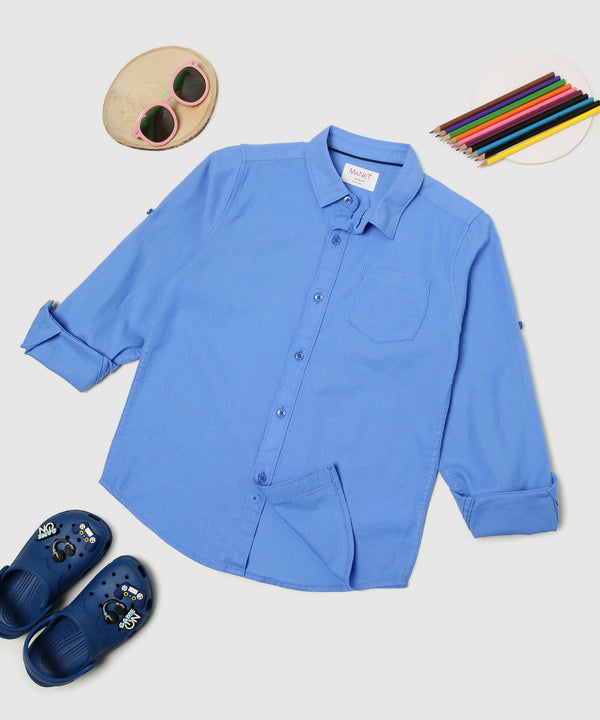 Manet Boys Full Sleeves Solid Shirt - Light Blue - Distacart