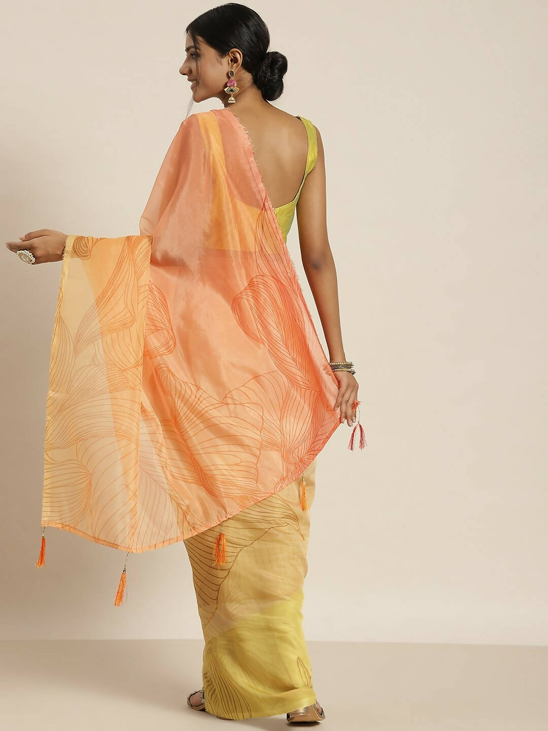 Multicolor Organza Printed Saree With Blouse Piece - Nivaa - Distacart