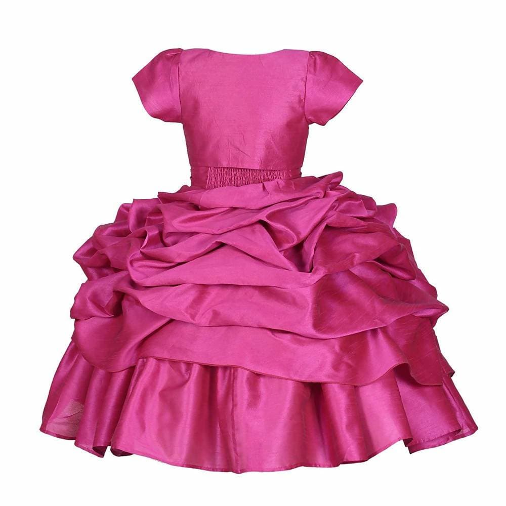 Asmaani Baby Girl's Pink Colour Satin A-Line Maxi Full Length Dress (AS-DRESS_22118) - Distacart