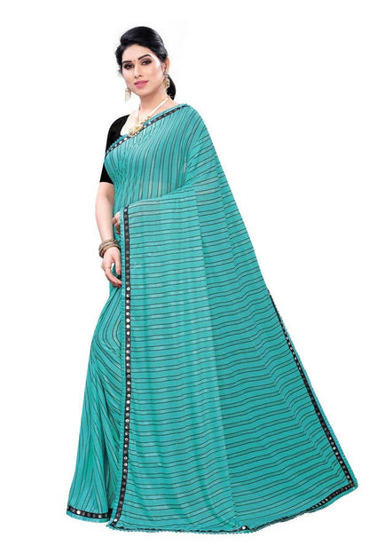 Vamika Rama Green Malai Silk Printed Saree (Zigzag Rama)
