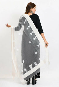 Thumbnail for Mominos Fashion Moeza Women's Orgenza All Over Chikan Work White Dupatta - Distacart