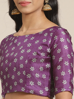 Thumbnail for Saree Mall Green & Purple Ethnic Motifs Print Bhagalpuri Saree - Distacart