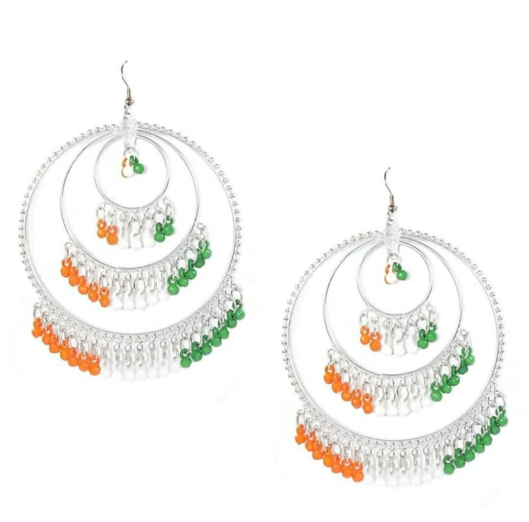 Mominos Fashion Traditional Silver-Plated Indian Tricolor Earrings - Distacart