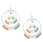 Thumbnail for Mominos Fashion Traditional Silver-Plated Indian Tricolor Earrings - Distacart