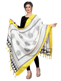 Thumbnail for Vamika Yellow-White Printed Khadi Bhagalpuri Dupatta