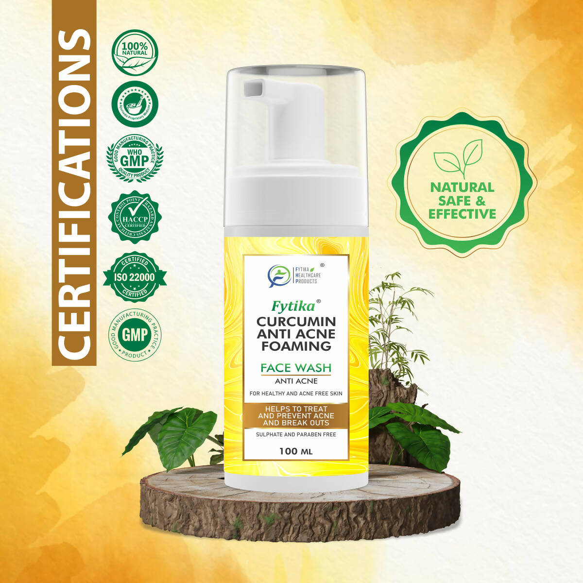 Fytika Curcumin Anti-Acne Foaming Face Wash with Honey & Tulsi - Distacart