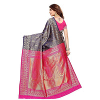 Thumbnail for Vamika Banarasi Jaquard Blue Weaving Saree (BANARASI 02)