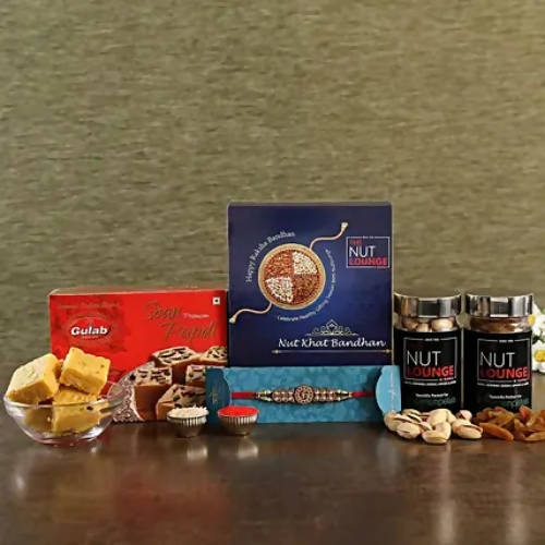 Om Rakhi with Dry Fruits & Soan Papdi