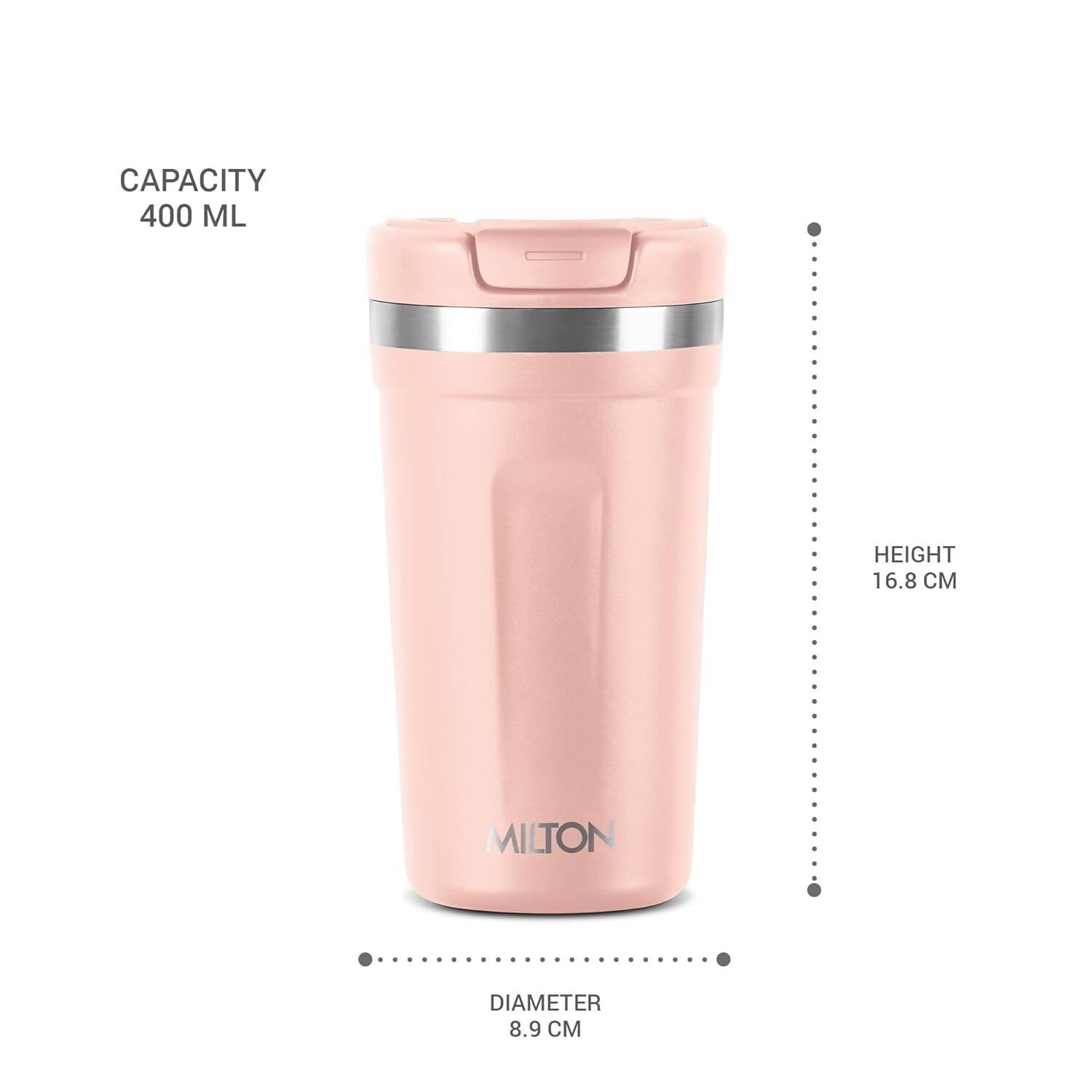 Milton Corral Thermosteel Insulated Coffee Mug Tumbler - 400ml (Peach) - Distacart