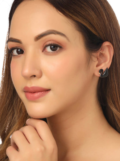 NVR Women Black Cz Studded Studs Earrings - Distacart