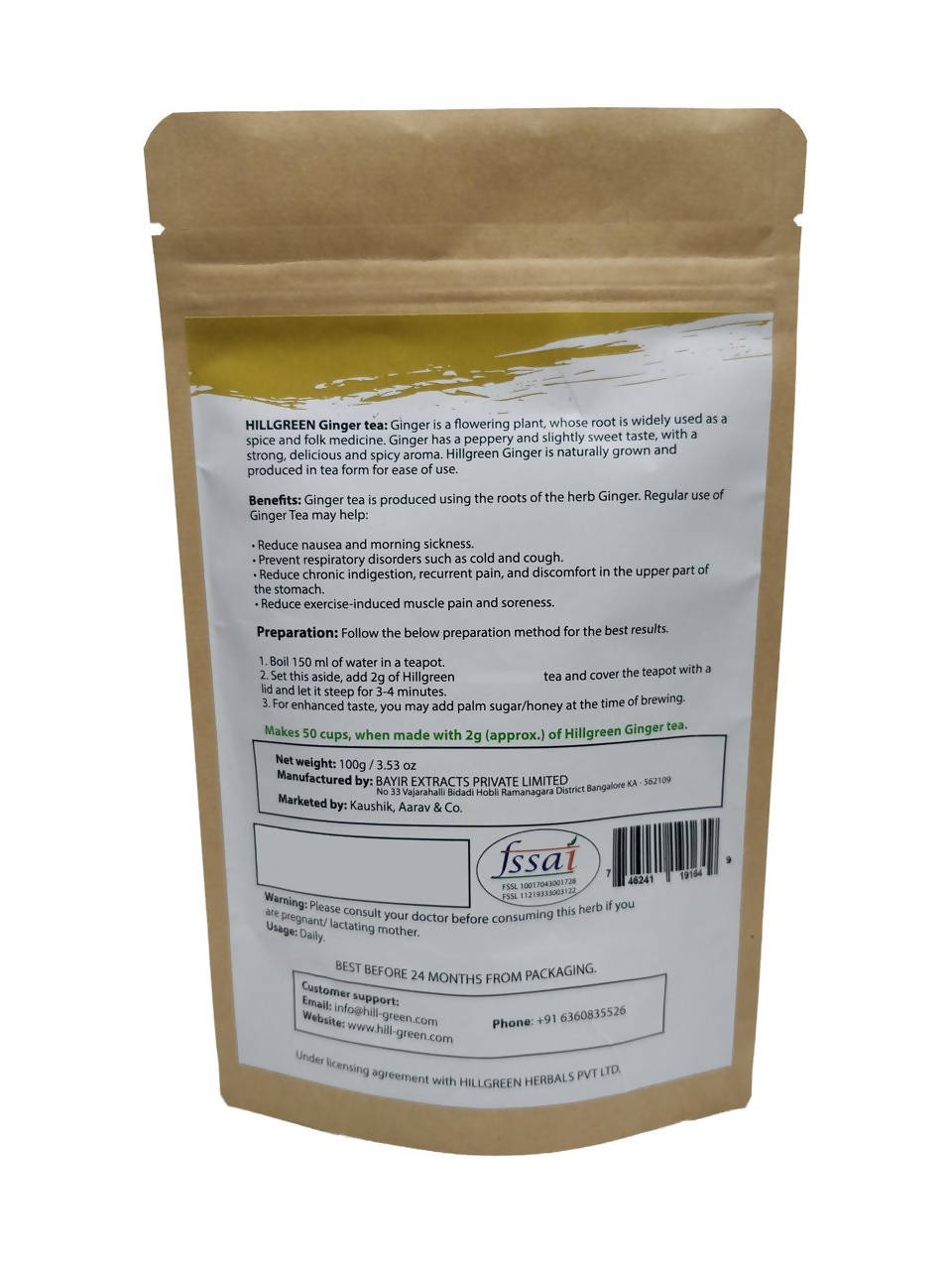 Hillgreen Natural Ginger Tea - Distacart