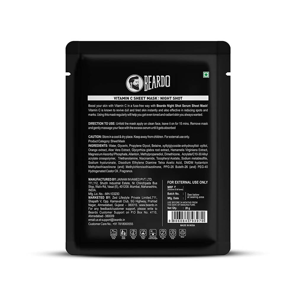 Beardo Night Shot Vitamin C Sheet Masks - Distacart