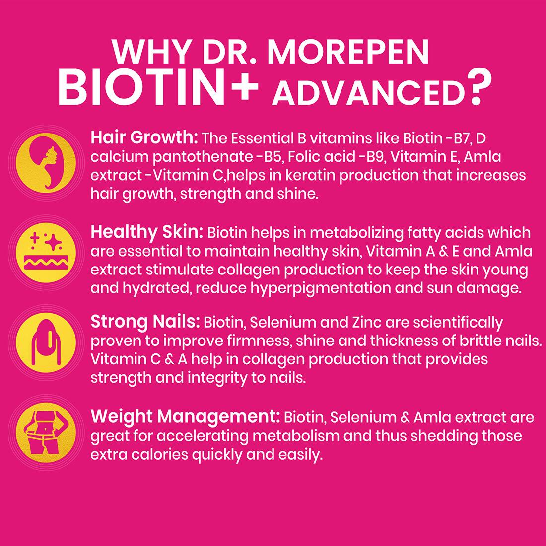 Dr. Morepen Biotin+ Advanced Tablets and Natural Collagen Builder, Orange Berry Flavour Combo - Distacart