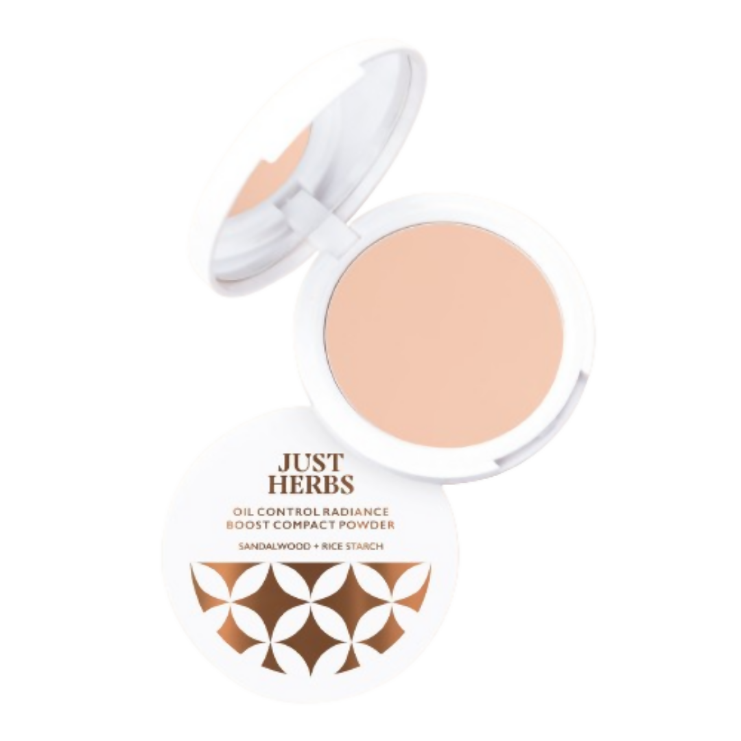 Just Herbs Oil Control Radiance Boost Compact Powder - 01 Porcelain - Distacart