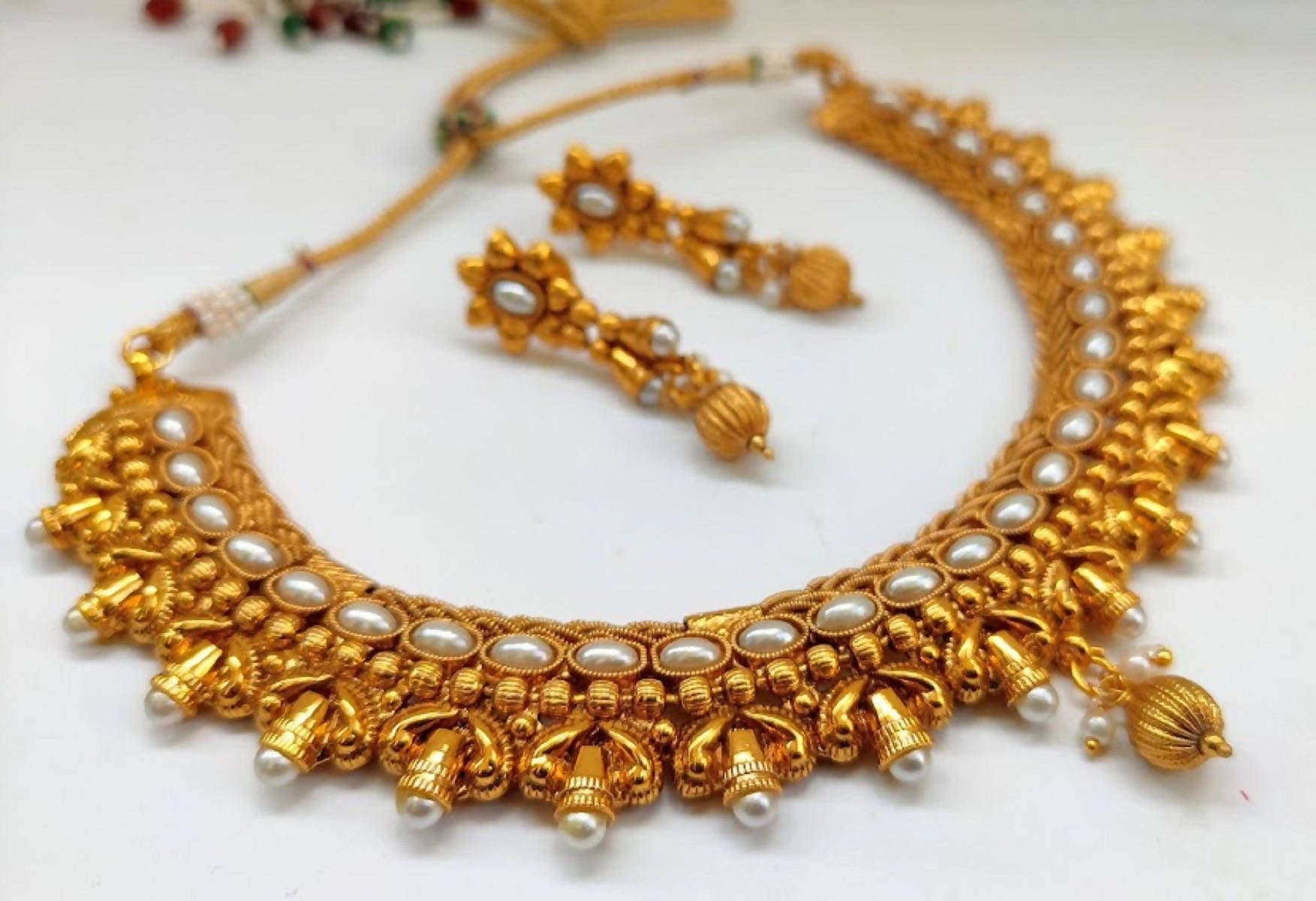 White Kemp Designer Necklace Set - Distacart