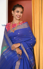 Thumbnail for Very Much Indian Handloom Pure Cotton Paithani -Ink Blue - Distacart