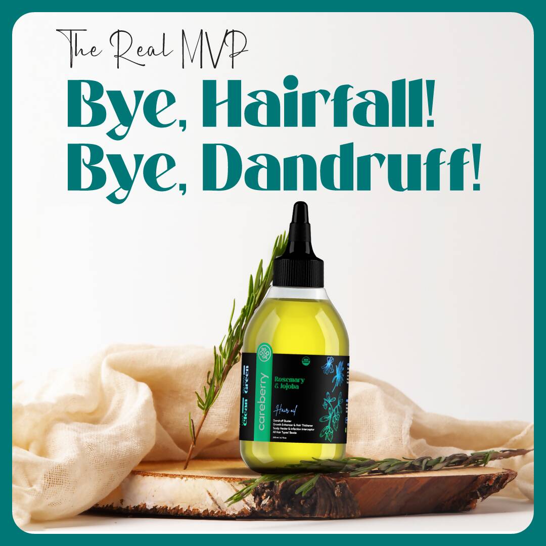 Careberry 100% Organic Rosemary & Jojoba Anti Dandruff Hair Oil - Distacart