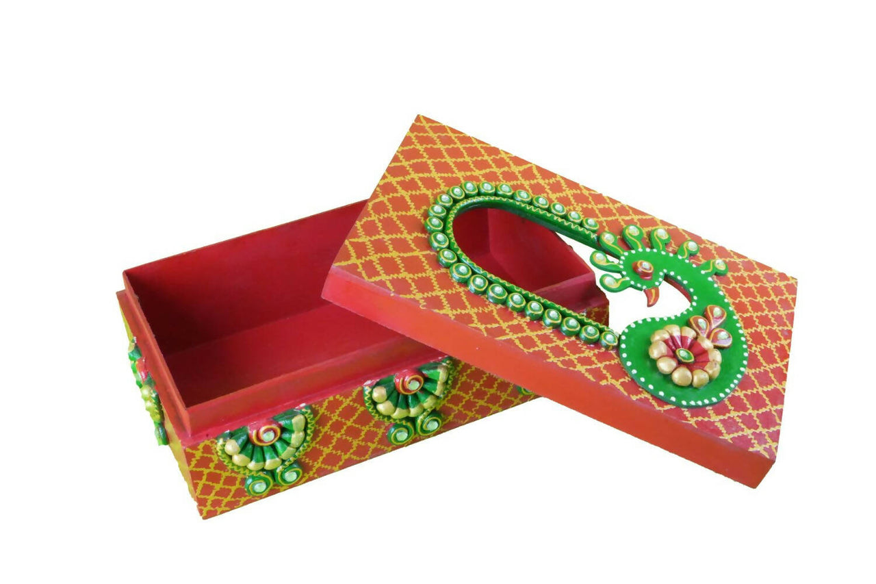 Kundan HandiKrafts Mdf Tissue Box - Red And Yellow - Distacart