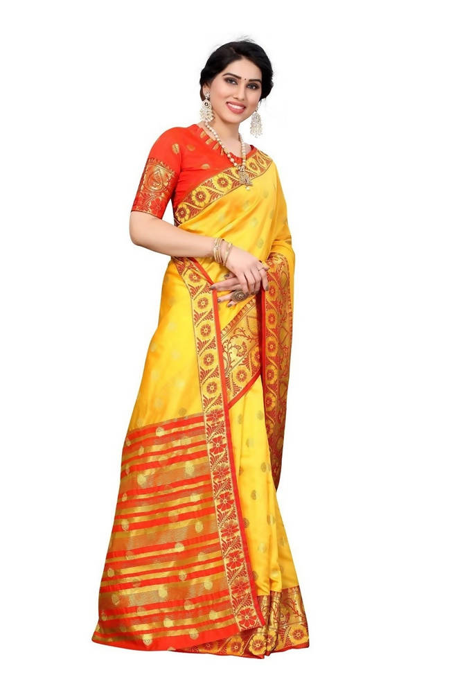 Vamika Cotton Rich Silk With Jacquard Weaving Yellow Saree
